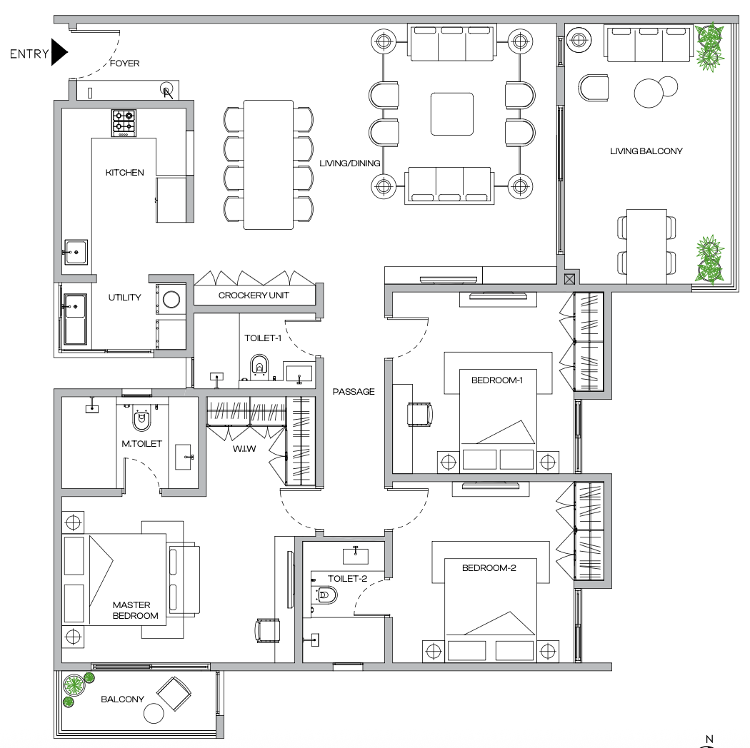 2 BHK Floor Plan A