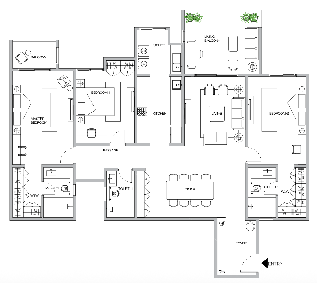 2 BHK Floor Plan B