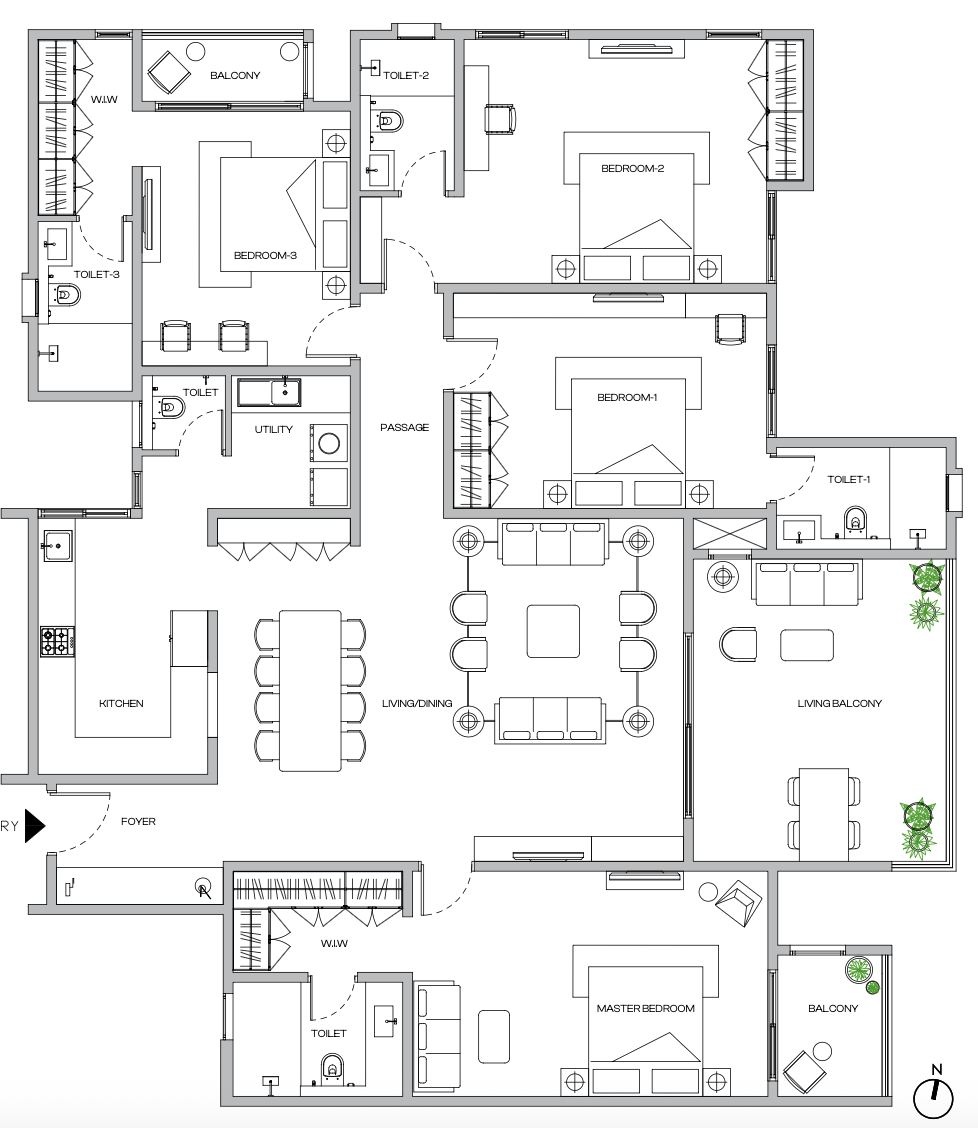 3 BHK Floor Plan